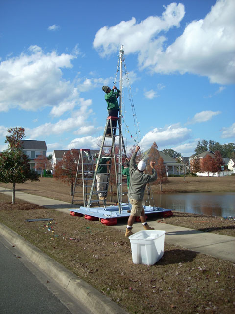 putting up lights